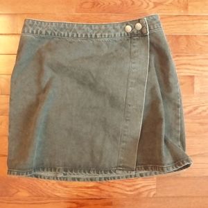 Black denim wrap skirt